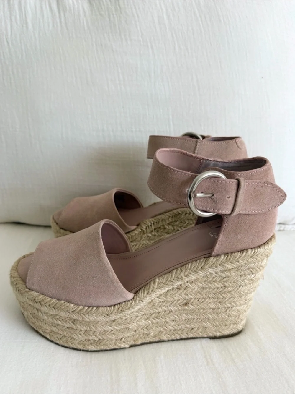 Pink Suede Chunky Platform Espadrille Sandals